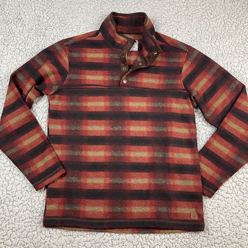 JOHN WAYNE Fleece 1/4 Snap Pullover Mens S Plaid Outdoor Long Sleeve